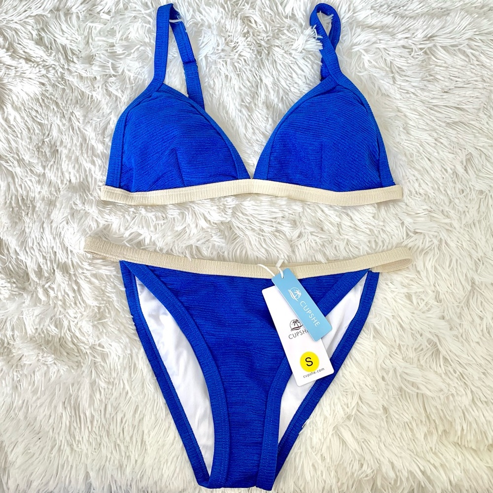 NWT -Cupshe Sapphire Triangle Top Bikini set